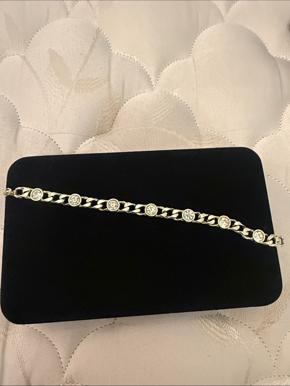 Gold Chain Bracelet with Round Crystal Accents - Women's Jewelry vintage